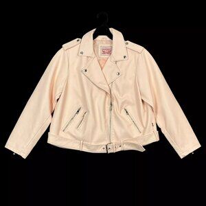 Levi's Women's Faux Leather Motorcycle Jacket Size 1X Light Pink Water Resistant